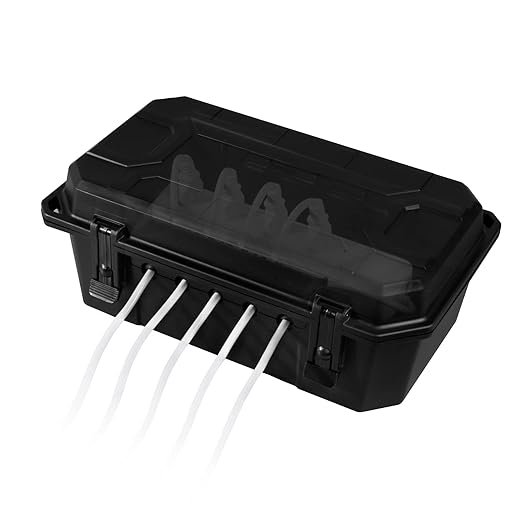 WELKIN Heavy-Duty Outdoor Electrical Box (15.3 * 8.9 * 5.4 inch), IP54 Weatherproof Waterproof Extension Cord Cover, Protect Outlet, Plug, Timer, Power Strip, Holiday Lights (Black)