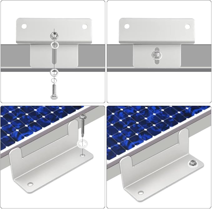 WMYCONGCONG 8 Pack Solar Panel Mounting Z Bracket Aluminum Brackets Roof Solar Panels Bracket with Nuts and Bolts for RV Roof Boat Wall Off Grid Installation