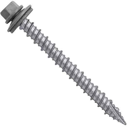 Metal ROOFING SCREWS: (250) 10 x 2" SLATE GRAY Hex Head Sheet Metal Roof Screw. Self starting/tapping metal to wood siding screws. EPDM washer. Colored head