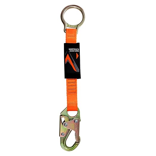 Malta Dynamics 18” D-Ring Extender with Snap Hook for Fall Protection and Roofing, OSHA/ANSI Compliant (8)