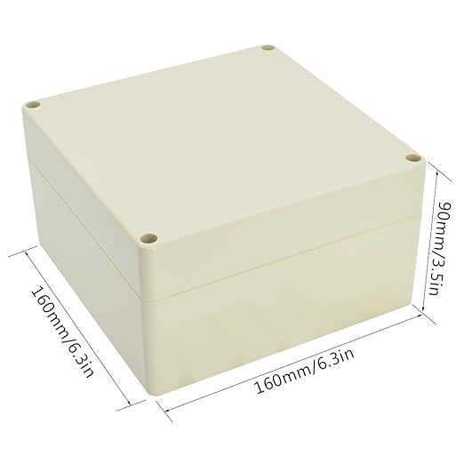LeMotech Waterproof Dustproof IP65 ABS Plastic Junction Box Universal Electric Project Enclosure Pale Gray 6.3 x 6.3 x 3.54 inch (160 x 160 x 90 mm)