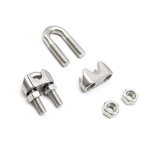 ISPINNER 25pcs Stainless Steel Wire Rope Cable Clip Clamp Assortment Kit 1/16" 1/8" 3/16" 1/4"