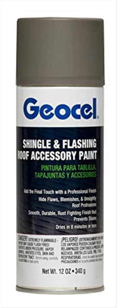Geocel Shingle & Flashing Roof Accessory Paint, Flat, Weathered Wood, 12 oz