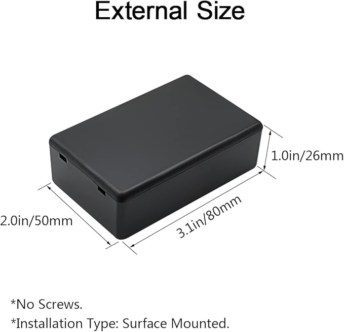 LeMotech Project Box 10 Pieces ABS Plastic Electrical Project Case Small Junction Box for Electronics Black 3.1 x 2.0 x 1.0 inch (80 x 50x 26 mm)
