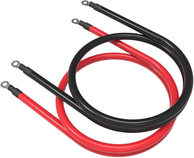 4 AWG 4 Gauge Battery Cables Red + Black Pure Copper Power Inverter Wire Set with 3/8 in Lugs for Solar, RV, Car, Boat, Automotive, Marine, Motorcycle (4 AWG, 1 Feet)