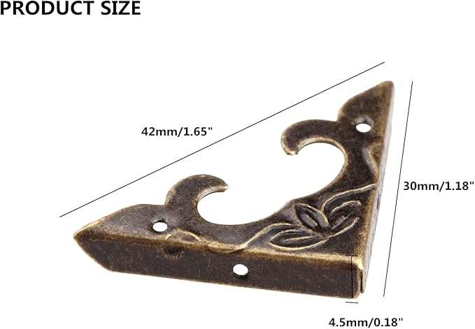dophee 20Pcs Antique Brass Box Corner Protectors, Vintage Decorative Corner Brackets Guards for Jewelry Box Wooden Case Chest Table Desk Photo Frame, 1.18"x1.18"x0.18"