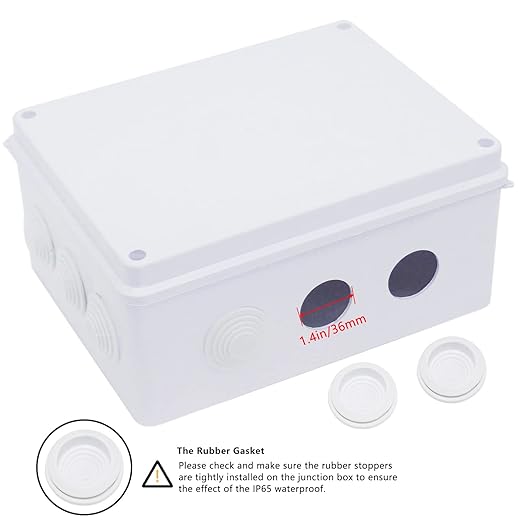 Zulkit Junction Box ABS Plastic Dustproof Waterproof IP65 Universal Electrical Boxes Project Enclosure White 10 x 7.9 x 4.7 inch (255 x 200 x 120mm)