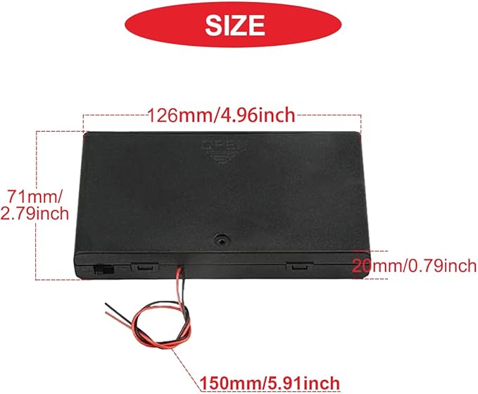 3Pcs 8 AA 12V Thicken Battery Holder Base Box Black Battery Case Holder with ON/Off Switch,Wire,Cover and Mounting Screws,for DIY and dc Equipment