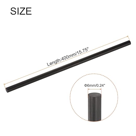 MECCANIXITY Carbon Fiber Rod, 6mm x 400mm Carbon Rod Bar for RC Plane DIY Craft Kite Wing Tube Quadcopter Arm Repair Pack of 10