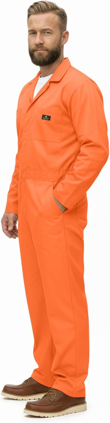 Natural Uniforms Mens Long Sleeve Zip Up Twill Coverall, Stain and Wrinkle Resistant