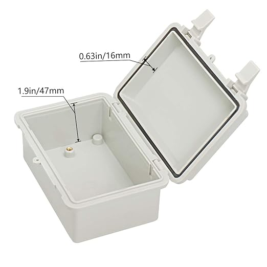 Zulkit 2pcs Junction Box ABS Plastic Dustproof Waterproof IP65 Electrical Boxes Hinged Shell Outdoor Universal Project Enclosure, 5.9 x 3.9 x 2.8 inch