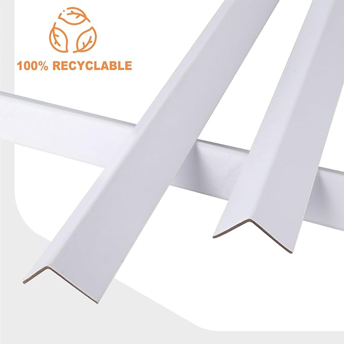 Cardboard Edge Protector 2” X 2” X 48”, Pack of 100 – Cardboard Corner Protectors for Shipping White V-Board Pallet Corner Protectors