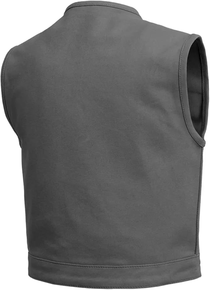 First Mfg Co - Lowside - Mens Motorcycle Biker Riding Canvas, Leather, Twill, Perforated Leather Vest