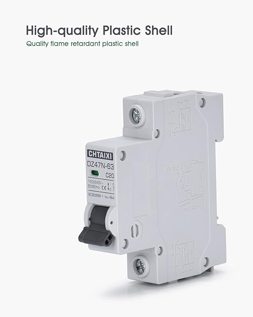3 Pack 1 Pole Miniature Circuit Breaker, 10 Amp 120V/240V AC DIN Rail Mount Circuit Breaker, Thermal Magnetic Trip MCB C10