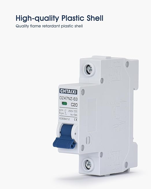 DC Miniature Circuit Breaker, 2 Pack 10 Amp Single Pole 250V DIN Rail Mount Isolator for Solar PV System, Thermal Magnetic Trip Solar Disconnect Switch DC MCB 1P C10