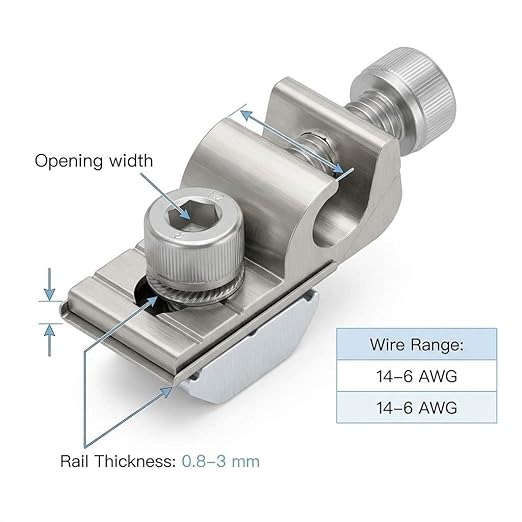 QWORK Grounding Lug 6.7mm – Aluminium Alloy Rail Connector for Solar Roof, Ground Mount & Carport Systems