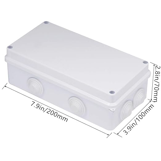 Zulkit Junction Box ABS Plastic Dustproof Waterproof IP65 Universal Electrical Boxes Project Enclosure White 7.9 x 3.9 x 2.8 inch (200 x 100 x 70mm)