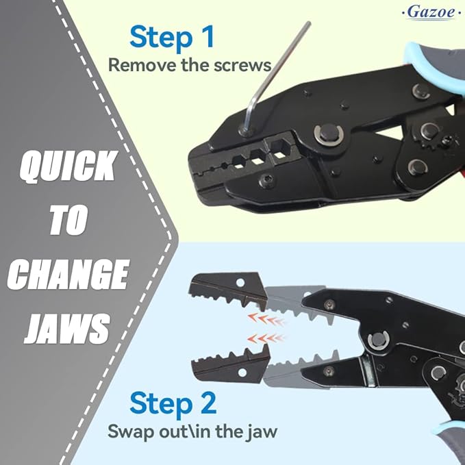Coax Ratchet Crimping Tool Set for Coaxial RG Cable RF Connector with 5 Changeable Jaws