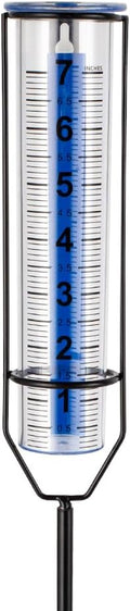 Freeze-Proof Rain Gauge Outdoor with 7 Inch Capacity Plastic Tube, Rain Gauges with Large Clear Number for Garden Patio Lawn Decor, Blue