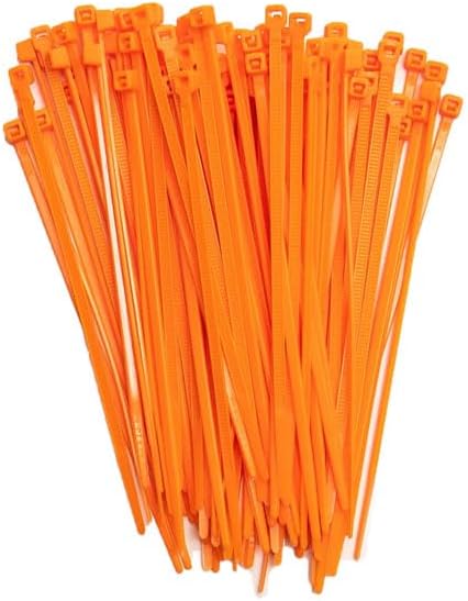 ZipTie.com 4-inch Fluoresent Orange Multi-Purpose Cable Tie, 18-lb Tensile Strength, 100-Pack
