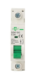 DC Miniature Circuit Breaker, 1 Pole 25 Amp, 110V-250VDC, 6kA Din Rail Mount Breaker with Thermal Magnetic Trip, DZ47-63 C25 1P, DC Solar MCB