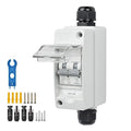 Solar Panel Disconnect Switch 20A 550V Solar Shut Off Switch 2 Poles Outdoor DC Miniature Circuit Breaker Box, IP65 Waterproof UV-Proof for Solar PV Home (20 Amp)