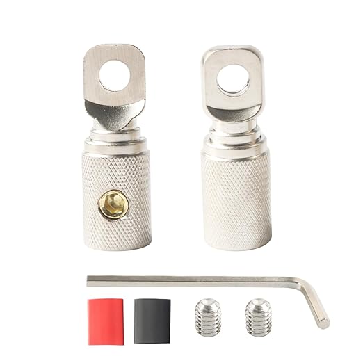 0 Gauge Wire Terminal Connectors 5/16 Ring Wiring Connector Car Audio Amplifier Power Ground 0AWG Cable Terminals 2PCS with Adhesive Heat Shrink Tubing