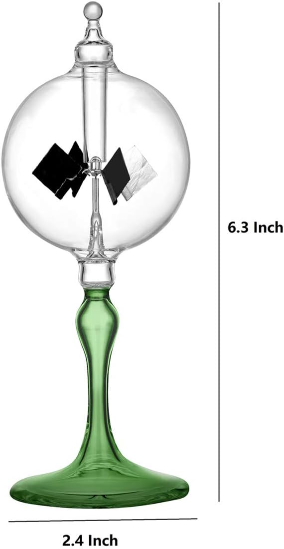 Medium Green Solar Power Radiometer Crookes Spinning Vanes Glass Windmill Gift Home Desk Decoration M