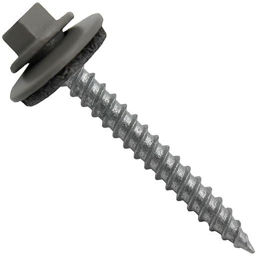 Metal Roofing Screws: (250) 12 x 2 Pewter Gray Hex Sheet Metal Roof Screw. Sharp Point Metal to Wood siding Screws. 5/8" EPDM Washer