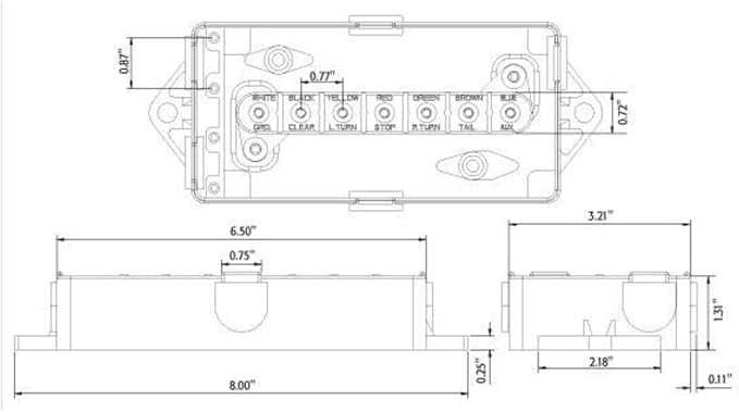 Buyers Products 5601100 Polypropylene Electrical Junction Box with 7 Terminals for Truck & Trailer Wiring – Weather-Resistant Polymer, Sealed Lid, Includes Cover, Grommets & Strain Relief Hardware