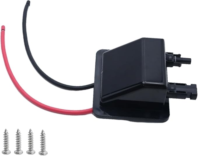 VIKKSAER Black Solar Cable Entry Gland Box, 1FT 10AWG Soft Solar Extension Cable and Connector, UV Resistance Dual Cable Entry Gland Housing on RVs, Caravans, Boats, Campers (1Ft Black)