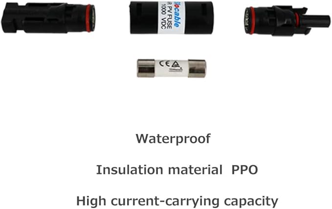 Renogy 15A Male and Female Connector Waterproof in-Line Fuse Holder w/Fuse, Black (Pack of 2)