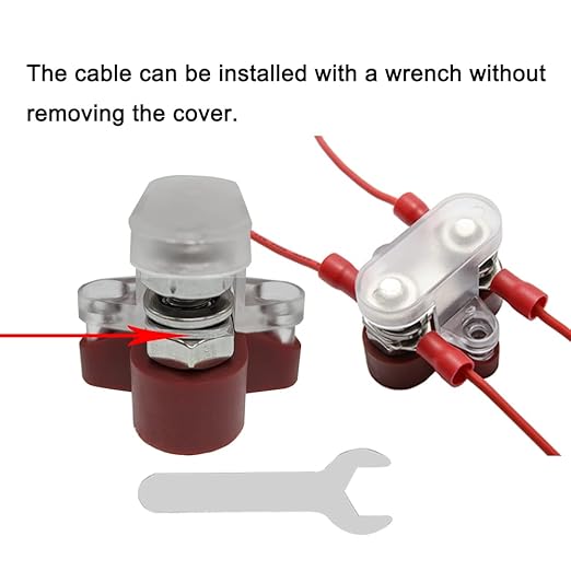 Heart Horse Bus Bar Terminal Block 5/16'' Power Stud Battery Junction Post Distribution Block Insulated with Cover DC 48V 250A for Auto Truck RV Boat (5/16'',Red+Black)