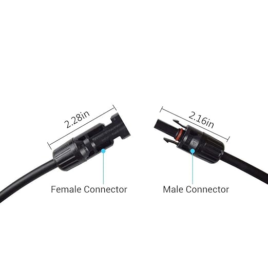 Renogy 10Ft 10AWG Male and Female Connectors Solar Extension Cable, 10FT-10AWG, Black