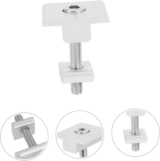 ibasenice Solar Panel Mid Clamp Kit 4pcs Aluminum Alloy Pressing Blocks for Solar Panel Stands