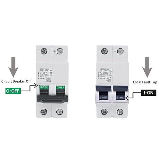 2P C65H-DC 250V DC Miniature Circuit Breaker DIN Rail Photovoltaic Switch for Solar Panels Grid System White(40A)