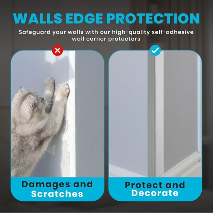 Proflex Wall Corner Protector - Brushed Aluminum 1 inch x 48 inch - Pack of 6 - Self Adhesive Corner Guards for Walls Edge Protection – Easy to Apply – No Tools Needed