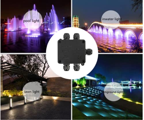 Junction Box Waterproof ,Outdoor Junction Box, Waterproof Electrical Junction Box, IP68, 3way, 4 Way, 5 Way Black (Black 5 Way)