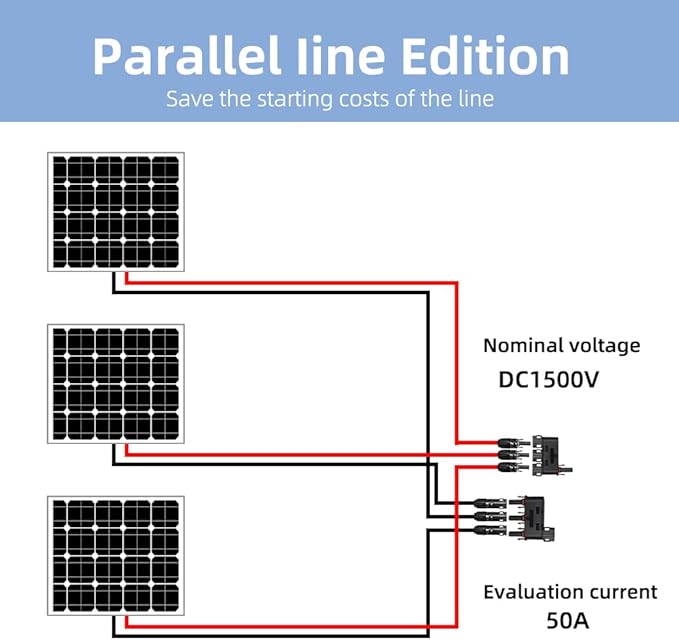Solar Branch Connector IP68 1500V FMM+MFF, Y Connector for Parallel Connection Between Solar Panels, 1 Pairs (3 to 1)