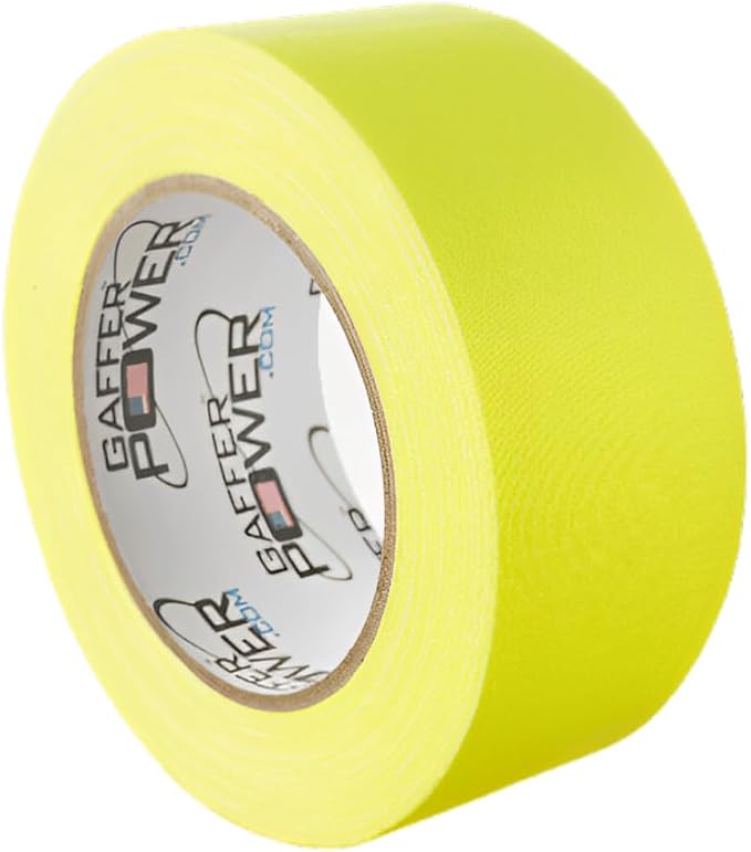Gaffer Power Real Professional Grade Gaffer Tape, Made in The USA, Heavy Duty Gaffers Tape, Non-Reflective, Multipurpose. 2 Inch X 30 Yards, Sunshine Yellow