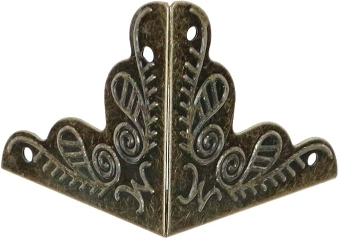 Bitray 48pcs Antique Corner Decorative Corner 25mm Vintage Edge Guard Bronze Tone Box Corner Protector with Screws