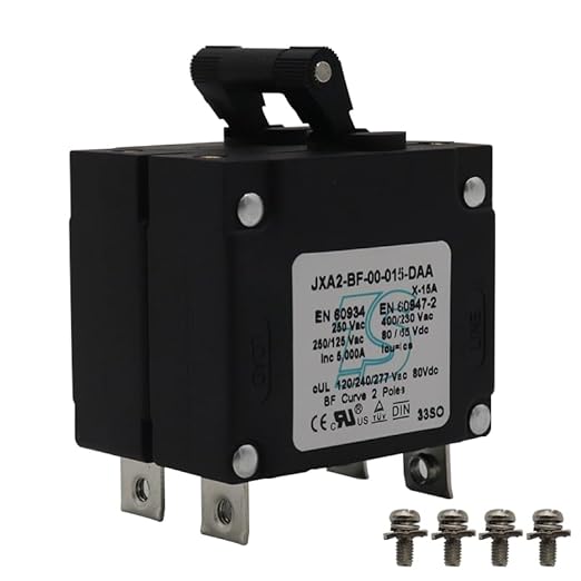 Double Pole 15 Amp AC/DC Toggle Magnetic Circuit Breaker 15A