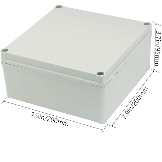 Zulkit Junction Box ABS Plastic Dustproof Waterproof IP67 Junction Boxes Universal Electrical Project Enclosure DIY Electronic Project Box Grey 7.87 x 7.87 x 3.74 inch (200 x 200 x 95 mm)