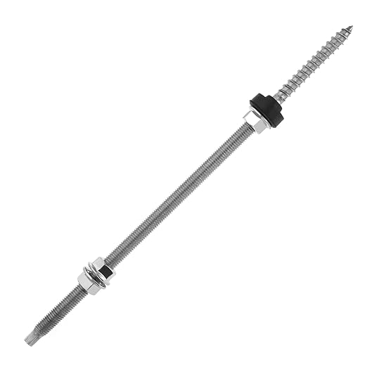 Pack of 4 Hanger Bolts 304 Stainless Steel Height Adjustable Solar Hanger Bolts for Photovoltaic Solar Attachment on Building Roofs, M10 x 300 mm, 549-A-BIW