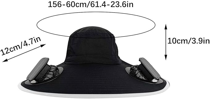 Solar Fan Hats for Men Removable Wide Brim Sun Hat Outdoor Hats with 2 Fans Built in Sun Protection Fishing Hat