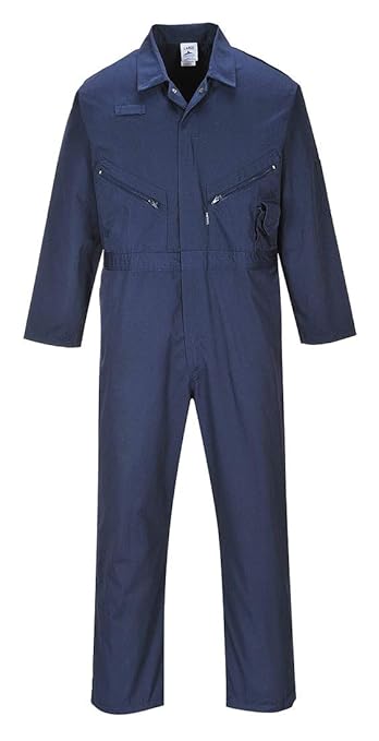Portwest C813 Liverpool Zipper Coverall with Front Snap Closure and 2 Way Zipper, Navy, SmallR