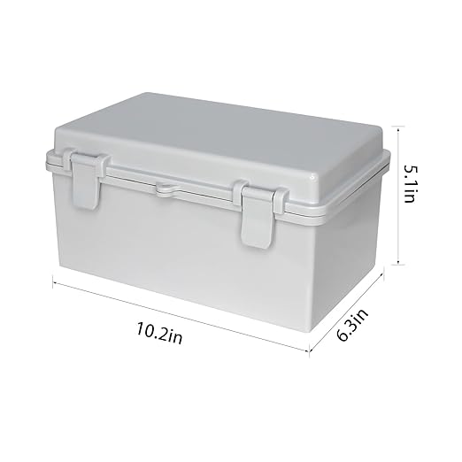 Outdoor Electrical Box IP66 ABS Waterproof Junction Box, Impact Resistant Weatherproof Electrical Enclosure, Ideal for Garden, Garage, Solar and Marine Applications (10.2"x6.2"x5.1")