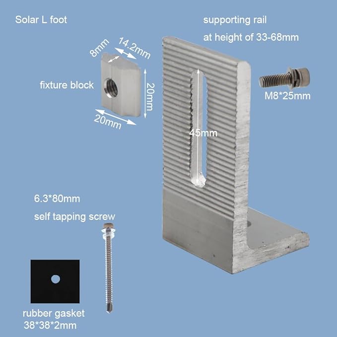 Solar Panel Mounting Bracket L Shape for Split Tin Mounting Bracket, 6 Pack