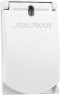 Sealproof 1-Gang Vertical Weatherproof Outdoor Metal Flat Outlet Cover, Single Gang Electrical Power Receptacle Protector, UL Listed, 4-in1, White