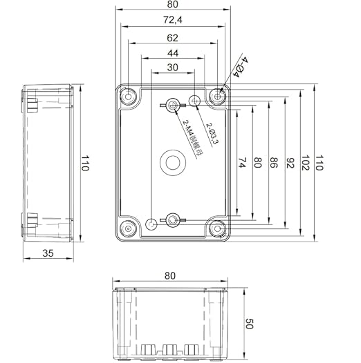 4.3"x 3.1" x 2.8" ABS IP66 Waterproof Universal Electrical CCTV Camera LED Project Enclosure Junction Box with 8P 15A Barrier Terminals,1IN/3 Out Cable Glands